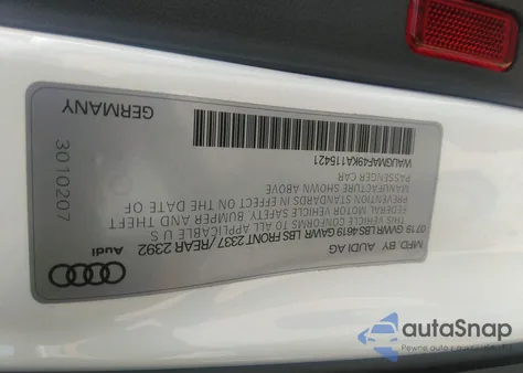 2019 Audi A4 40 Premium/40 Titanium Premium from USA, damaged, VIN WAUGMAF49KA115421